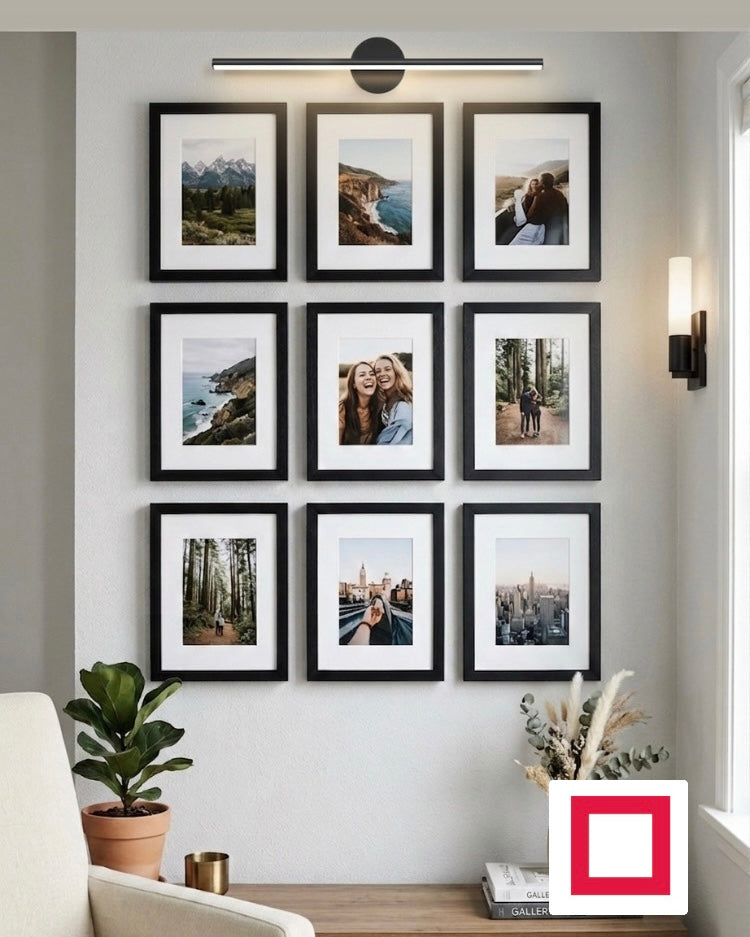 17x23 Dokuzlu Ahşap Fotoğraf Çerçevesi – Aplik Işık Hediyeli
