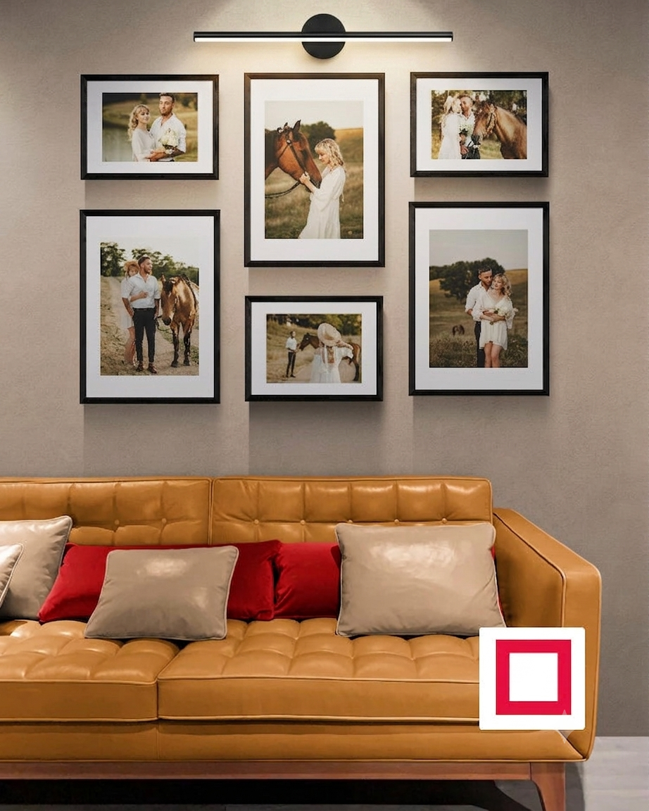 Lüks Tuğla Ahşap Fotoğraf Çerçevesi – Aplik Işık Hediyeli