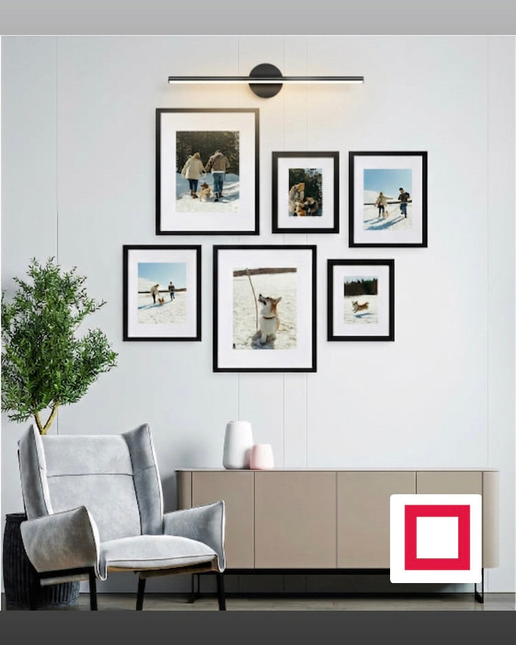 Organik Altılı Ahşap Fotoğraf Çerçevesi – Aplik Işık Hediyeli