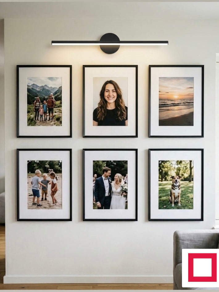 32x44 Büyük Altılı Ahşap Fotoğraf Çerçevesi – Aplik Işık Hediyeli