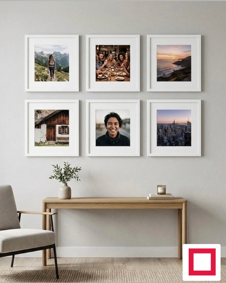Kare Altılı Fotoğraf Çerçevesi – Duvar Galeri Çerçeve Seti
